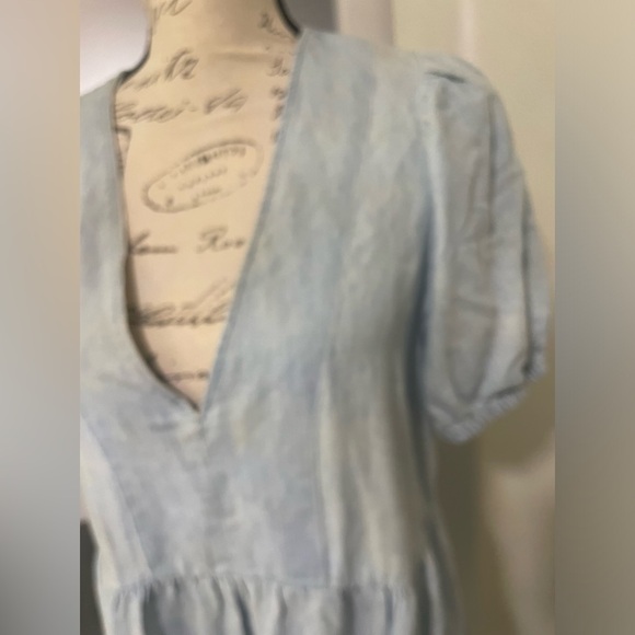 Zara Light Blue Tiered Dress - Picture 4 of 5